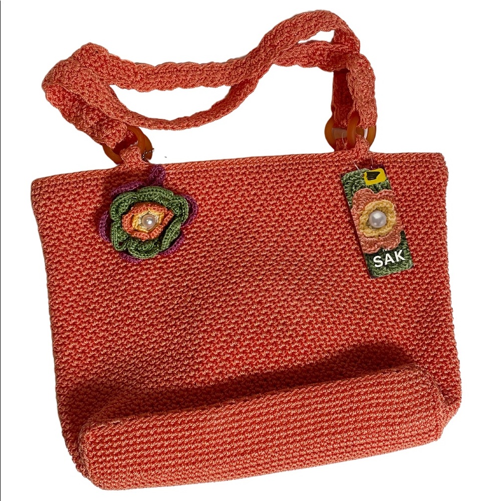 The Sak Orange Crochet Tote